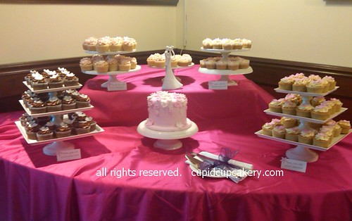 Pink and White Wedding Cupcake Bar by Cupid Cupcakery