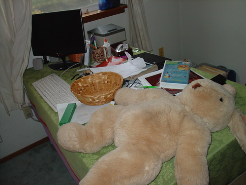The kids desk after a week of very active homeschooling...