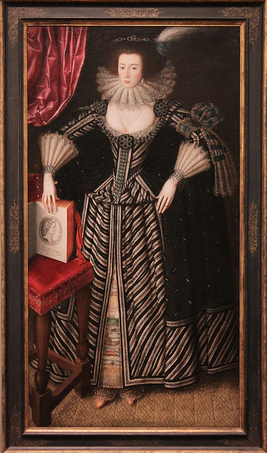 Portrait of lady, probably Mrs Clement Edmondes, British School 17th c, about 1605-10