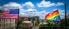 2017.07.02 Rainbow and US Flags Flying Washington, DC USA 7210