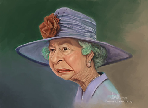 digital caricature of Queen Elizabeth II