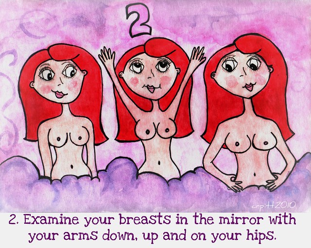 Step 2. Examine your breasts in the mirror