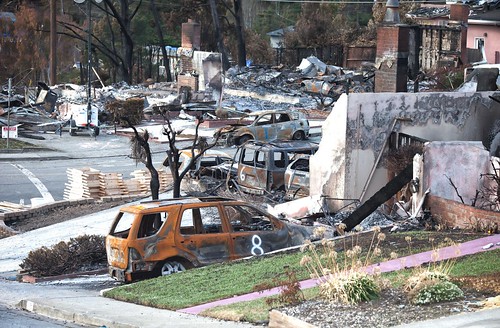 Thomas Hawk, Burned Car in Driveway, San Bruno Gas Line Explosion, 2010