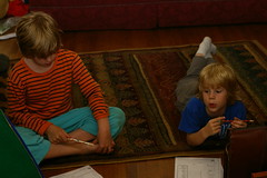 Russell & Silas work on their homework