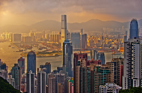 フリー写真素材|建築・建造物|都市・街|高層ビル|夕日・夕焼け・日没|中華人民共和国|香港|