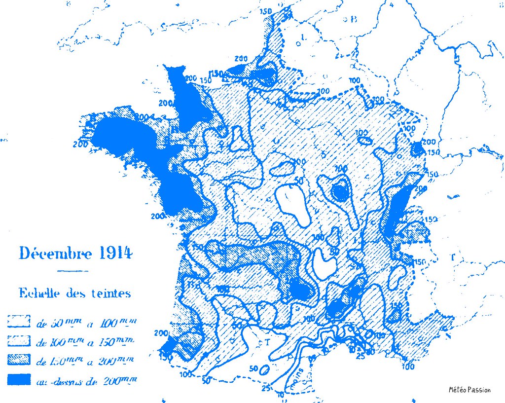 précipitations mensuelles en France en décembre 1914