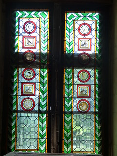 Château de Cormatin - Interior - corridor - stained glass window