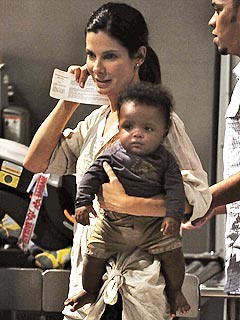 Sandra Bullock with Seven-Month-Old Son Louis in New Orleans