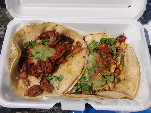 Chicken and Chorizo tacos from the Eggs Travaganza Car