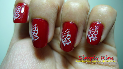 Nail Art Red Butterflies 03