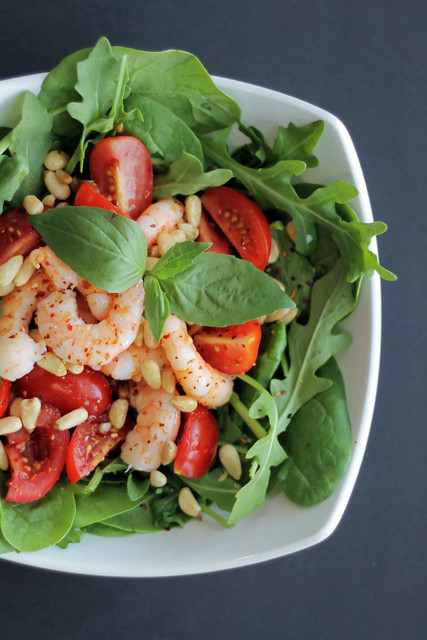 Shrimps, Cherry Tomatoes and Rocket