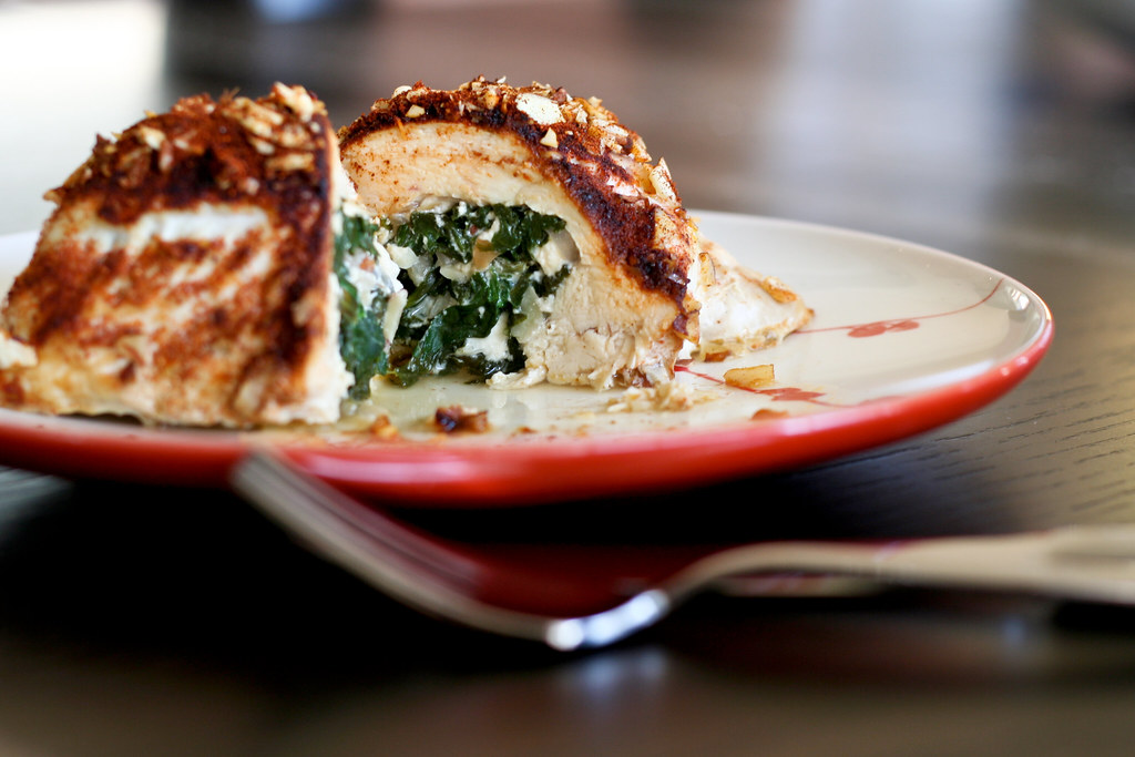 Chicken Stuffed with Spinach, Feta & Almonds