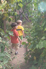 Asher and G Behind the Vine House