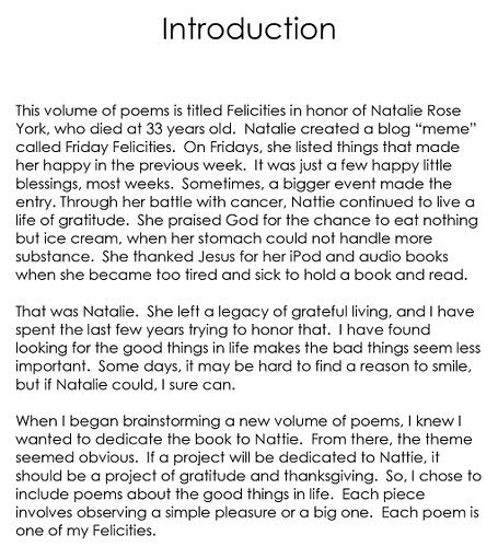 Felicities Introduction, by Heather Truett