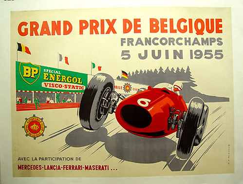 019-Gran Premio de Belgica 1955-© 2010 Vintage Auto Posters. All Rights Reserved