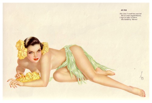 012-Vargas- June 1943-Esquire calendar- via Brenda's Babes A Pin-Up Collection