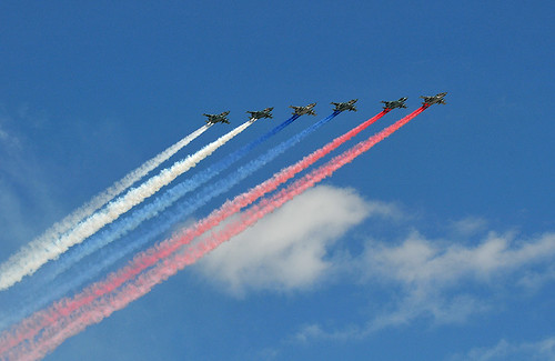 Aircrafts with Russian Tricolor in the sky ©  Pavel Medziun