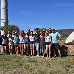 Honors students stand together at the Temple of Hera on their last day in Samos.
