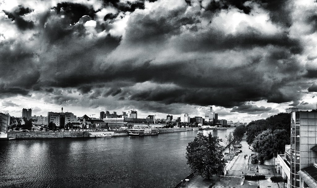 : Cloudy Moscow river side