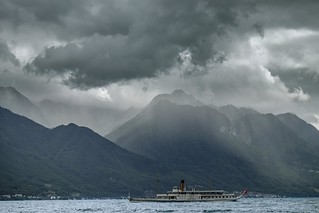 Dramatic mountains & the boat
