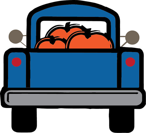 truck with pumpkins