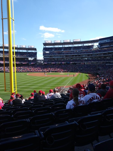 Seats in section 108 - foul pole view Nats last game 10/1/2017 ©  Michael Neubert