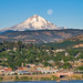 Full moon sets over The Dalles and Mt Hood  in early morning light