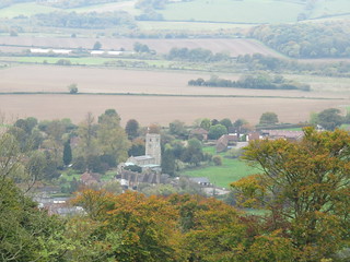 UK - Hertfordshire - Near Aldbury - Ashridge Estate - View to Aldbury village from top of Bridgewater monument