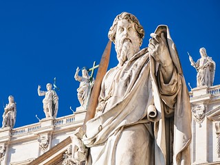 Sculpture of Apostle Paul near St Peter Basilica