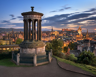 View of Edinburgh from Calton Hill at Sunset, Scotland, United Kingdom