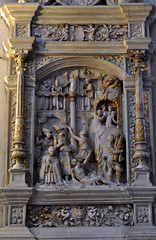Saint Omer, Nord-Pas-de-Calais, Cathédrale Notre-Dame, nave, monument funéraire de de Sidracq de Lalaing †1533, detail