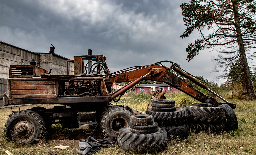 : Still life with abandoned excavator