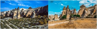 CAPPADOCIA Göreme National Park and the Rock Sites. World Heritage List. Pasabag (Monks Valley).  Photos taken in 1981 and 2017.   '' Historic monuments are the common values of humanity."