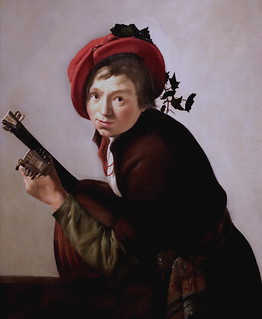 IMG_1112F Jan Gerrit van Bronckhorst 1603-1661 Amsterdam Jeune homme jouant du théorbe  Young man playing a theorbo 1655 Madrid Musée Thyssen Bornemisza