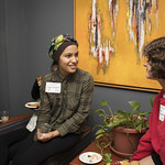 <b>IMG_1107</b><br/> Alumni and students gather to talk and eat in Norby House as part of the CIES Student Reception for Homecoming week. By Vicky Agromayor.<a href=https://www.luther.edu/homecoming/photo-albums/photos-2018/