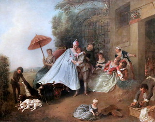 IMG_3869H Nicolas Lancret. 1690-1743. Paris Arrivée au bal costumé dans une voiture tirée par des chiens Arrival at a costume ball in a car pulled by dogs Nantes Musée d'Arts.