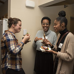 <b>IMG_1113</b><br/> Alumni and students gather to talk and eat in Norby House as part of the CIES Student Reception for Homecoming week. By Vicky Agromayor.<a href=https://www.luther.edu/homecoming/photo-albums/photos-2018/