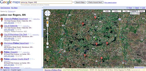 Google Maps Search for Police in Rogers, MN - 03/30/10