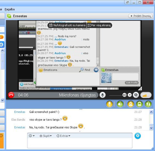 Skype Screensharing iš Windows Skype versijos