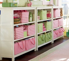 Pottery Barn Cameron Bookcase pink-green