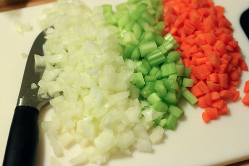 Chopped vegetables for Pot Pies