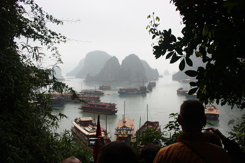 Halong Bay boats from the cave