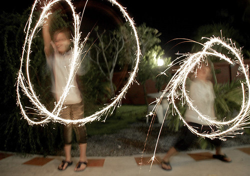 Our kids with sparklers