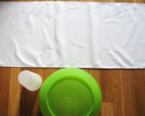 making placemats+tracing circle+coasters+footie pajama material+baby shower ideas