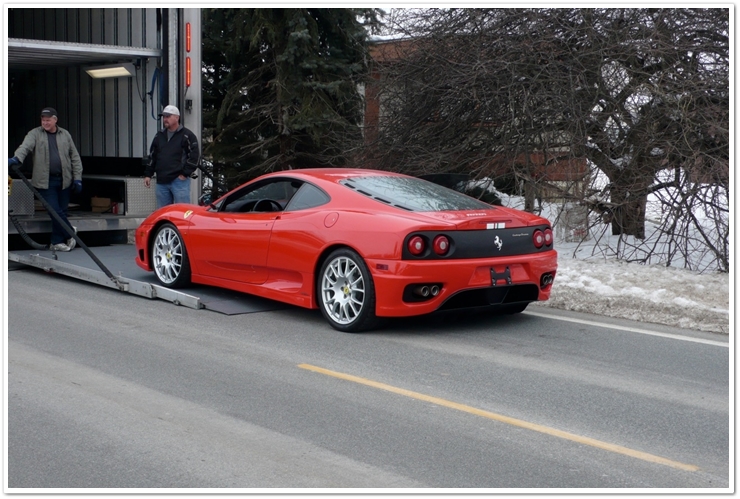 Stradale being unloaded upon arrival from California