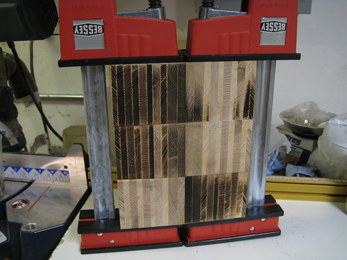 Bessey K-Body clamps joining up butcher block pieces