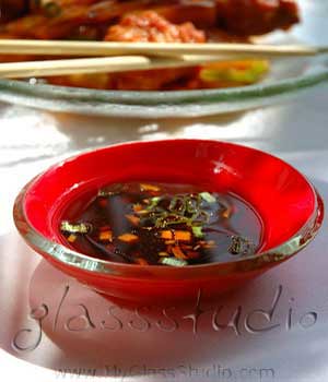 Soy sauce red glass bowl