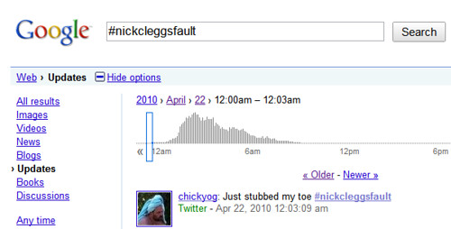 Google & First #nickcleggsfault Tweet