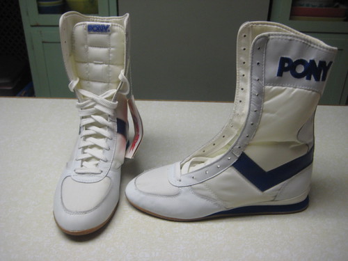 Pony White Leather Nylon Boxing Shoes 