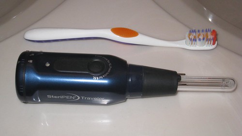 The SteriPEN Traveler is about the length of a toothbrush.